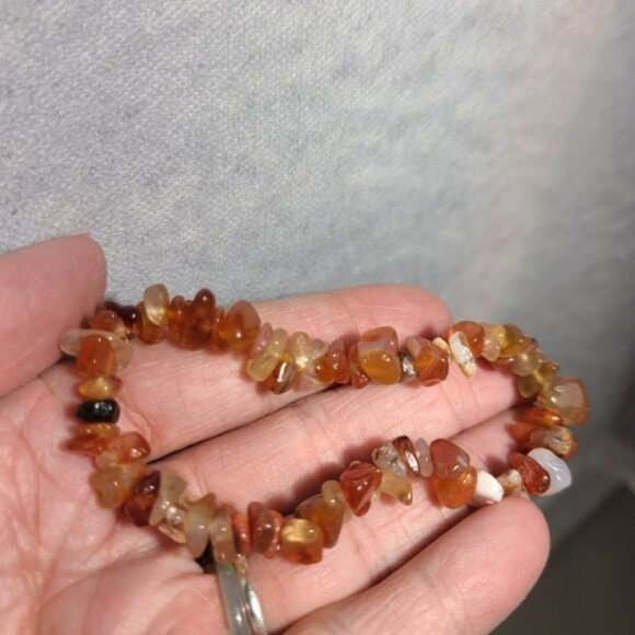 Carnelian Chip Bracelet | Natural Gemstone Stretch Boho Healing Crystal Gift - Picture 3 of 7